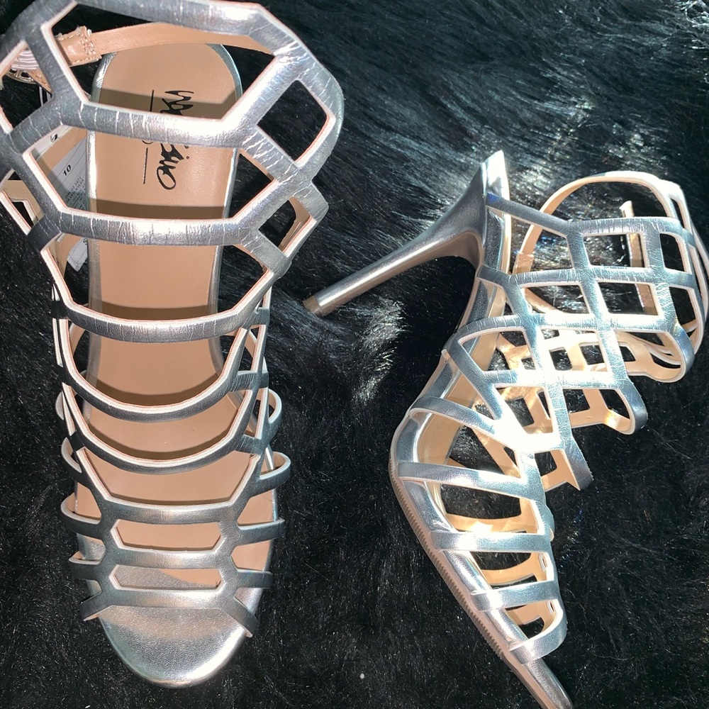 Silver Strappy Heels